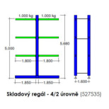 SEDA skladový regál, 4 patra, oboustranný 527535