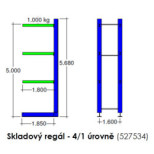 SEDA skladový regál, 4 patra, jednostranný 527534