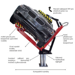 Zvedák pístový 600mm s naklápěčem
